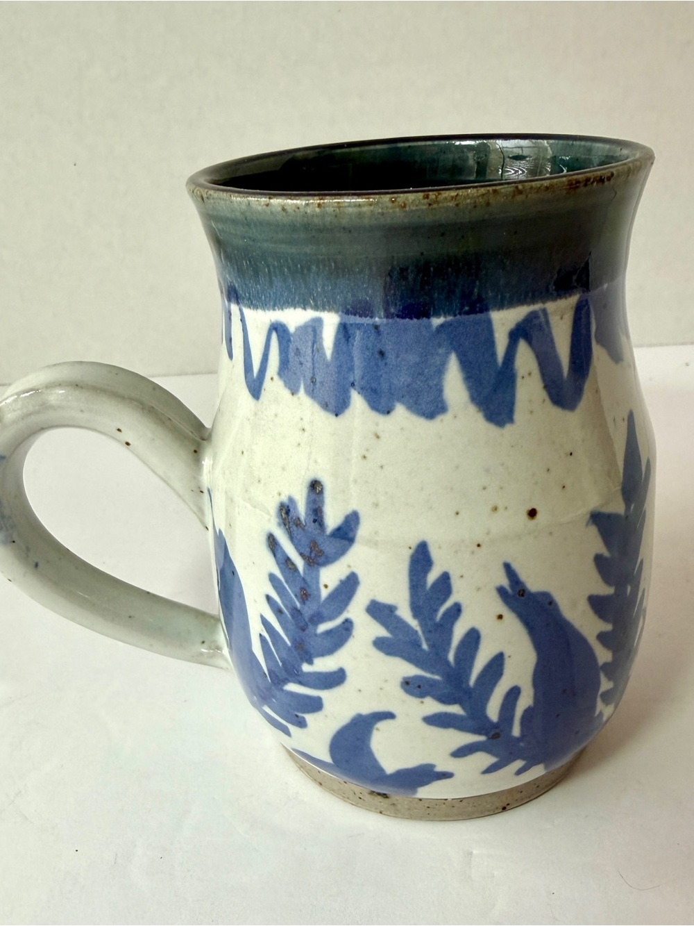 Hand-Painted Blue and White Ceramic Mug - Artisan